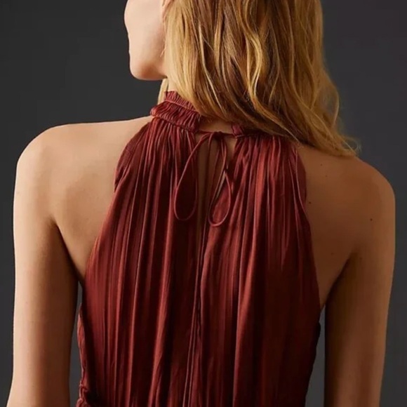 Anthropologie Tiered Pleated Halter Dress - Picture 3 of 6